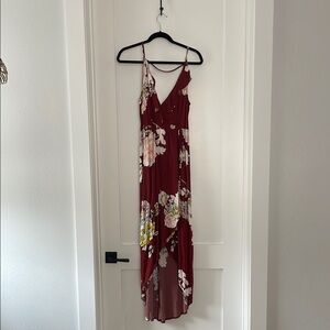 ASTR Floral Burgundy Maxi Dress sz M